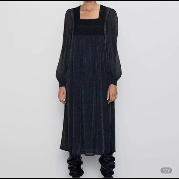 Zara dress with metallic thread-black - Picture 2 of 11